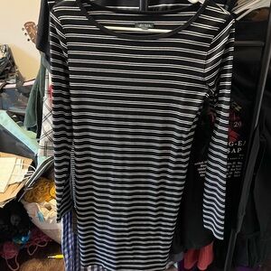 Wild Fable Black and White Striped Long Sleeve Dress